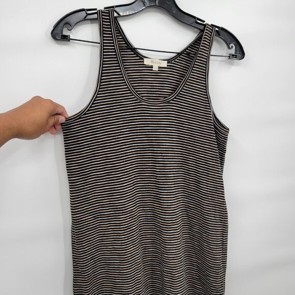 Madewell Women Black Striped Scoop Neck Knit Sleeveless Stretchable Mini Dress - Picture 4 of 11
